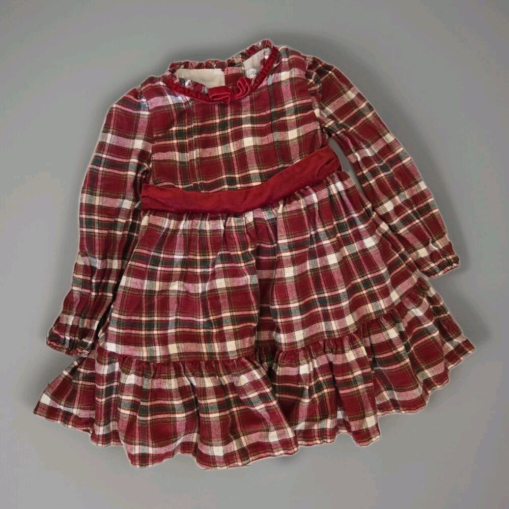 Tommy Bahama Plaid Flannel Ruffle Embellished Dress Size 2T Holiday Xmas‎